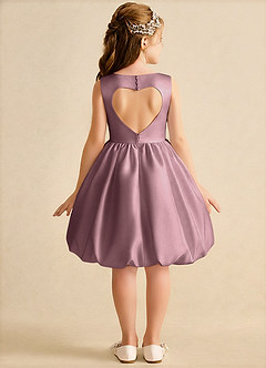 Azazie Nirvana Flower Girl Dresses Vintage Mauve Ball-Gown Ruched Matte Satin Dress image1