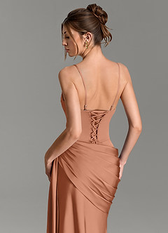 Azazie Zorah Abiti da Damigella Abito Convertibile Sirena in Raso Elasticizzato Corsetto Bronzo image2