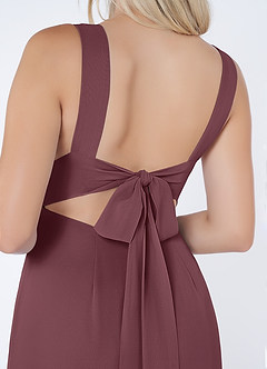 Azazie Christiana Bridesmaid Dresses Sangria A-Line V-Neck Pleated Chiffon Dress image6