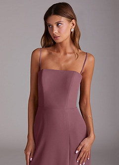 Azazie Wren Vestidos de madrinha de casamento Vestido Sangria de Chiffon de Linha A com Sem alças image2