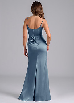 Azazie Donielle Bridesmaid Dresses Dusty Blue Mermaid Corset Stretch Satin Dress image2