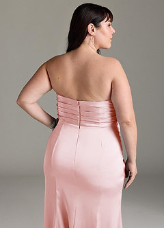 Azazie Yola Bridesmaid Dresses Blushing Pink Sheath V-Neck Pleated Stretch Satin Convertible Dress image15