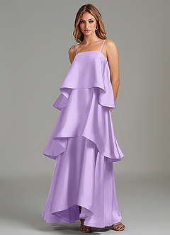 Azazie Azalea Bridesmaid Dresses Lilac A-Line Ruched Stretch Satin Dress image5