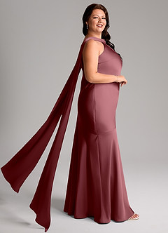 Azazie Kinsley Bridesmaid Dresses Desert Rose Mermaid Side Slit Stretch Satin Dress image10