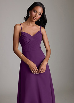 Azazie Kali Bridesmaid Dresses Grape A-Line Pleated Chiffon Dress image5