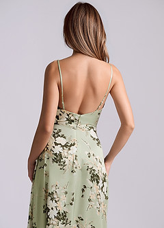 Azazie Sarella Brautjungfernkleider A-Linie Plissee Stretch-Satin Kleid Blumige Ranken image2