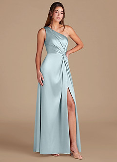 Azazie Brooke Jurken voor bruidsmeisjes Jurk van Metaalachtig Satijn met A-Lijn One-Shoulder De Nevel image3