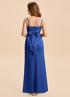 Azazie Minnie Junior Royal Blue A-Line Ruched Stretch Satin Dress image2