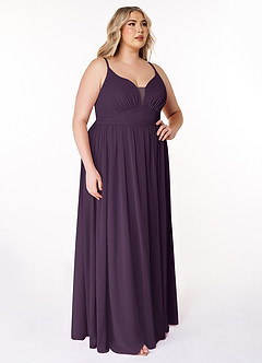Azazie Rayna Bridesmaid Dresses Plum A-Line V-Neck Pleated Chiffon Dress image10