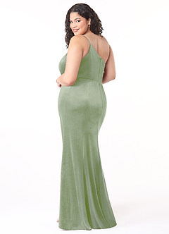 Azazie Kala Bridesmaid Dresses Dusty Sage A-Line One Shoulder Velvet Dress image9