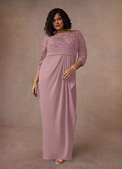 Azazie Bernadine vestidos de madre de la novia Vestido de Rosa Polvorienta de Encaje de Recto image7