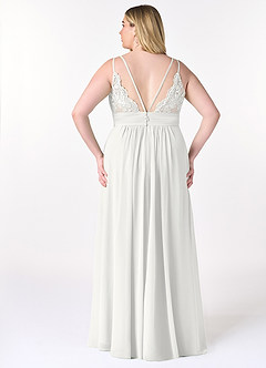 Azazie Maren Allure Brudepigekjoler En streg V-hals blonde Chiffon Gulv-længde Kjole image7