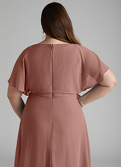 Azazie Aaliyah Modest Bridesmaid Dresses A-Line Scoop Pleated Chiffon Floor-Length Dress image10
