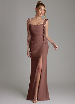 Azazie Jessamine Bridesmaid Dresses Espresso Mermaid Corset Chiffon Dress image4