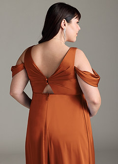 Azazie Rhea Maternity Bridesmaid Dresses A-Line Off-The-Shouler Pleated Stretch Satin Floor-Length Dress image13