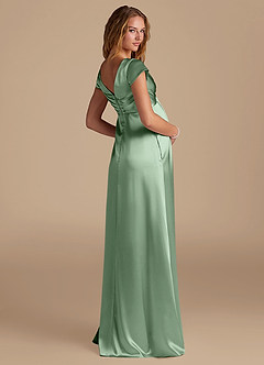 Azazie Allessia Maternity Bridesmaid Dresses A-Line Metallic Satin Floor-Length Dress image2