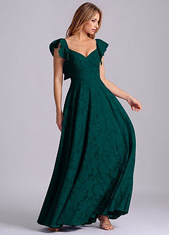 Azazie Leilani Bridesmaid Dresses Pine A-Line Sweetheart Neckline Floral Burnout Dress image6