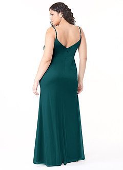 Azazie Deandra Bridesmaid Dresses Peacock Mermaid Pleated Mesh Dress image7