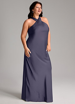 Azazie Doretta Bridesmaid Dresses Stormy Mermaid Pleated Stretch Satin Dress image8