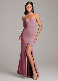 Azazie Yola Bridesmaid Dresses Vintage Mauve Sheath Pleated Chiffon Convertible Dress image1