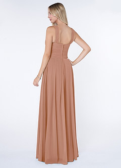Azazie Kaleigh Bridesmaid Dresses Champagne Rose A-Line Pleated Chiffon Dress image4