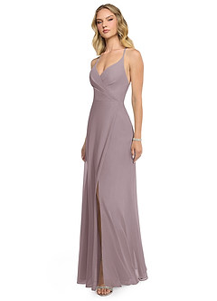 Azazie Davis Bridesmaid Dresses Dusk A-Line V-Neck Chiffon Dress image3