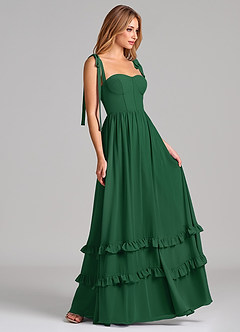 Azazie Anastacia Bridesmaid Dresses Dark Green A-Line Sweetheart Neckline Chiffon Dress image3