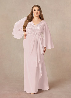 Azazie Perry Mother of the Bride Dresses Mermaid V-Neck Lace Chiffon Floor-Length Dress image7