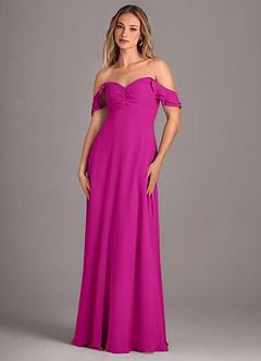 Azazie Kaylyn Bridesmaid Dresses Fuchsia A-Line Ruched Chiffon Dress image6