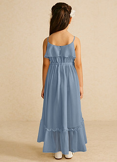 Azazie Karmen Flower Girl Dresses Dusty Blue A-Line Ruched Chiffon Dress image3