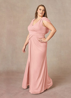 Azazie Luisa vestidos de madre de la novia Vestido de Rosetón de Malla de Sirena con Cuello en V Plisado image10