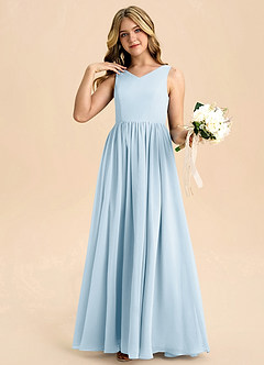 Azazie Hathaway Junior Sky Blue A-Line Bow Chiffon Dress image5