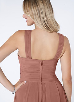 Azazie Kaleigh Bridesmaid Dresses Cedar Rose A-Line Pleated Chiffon Dress image6
