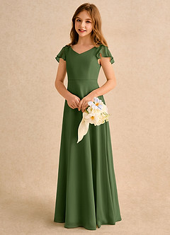 Azazie Nari Junior Formal Flower Girl Klänningar Klä A-Line i Chiffong med ärmar image3
