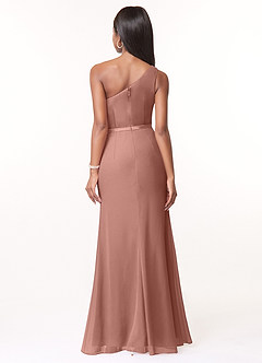Azazie Liza Bridesmaid Dresses Cedar Rose Mermaid One Shoulder Chiffon Dress image2