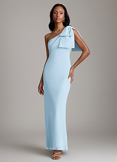 Azazie Yuanna Bridesmaid Dresses Sky Blue Mermaid One Shoulder Chiffon Dress image1