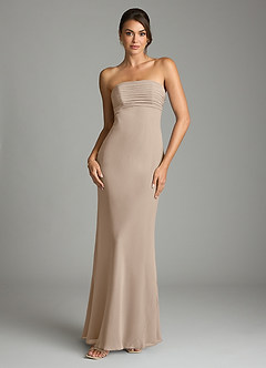 Azazie Saylor Bridesmaid Dresses Taupe Mermaid Strapless Chiffon Dress image3