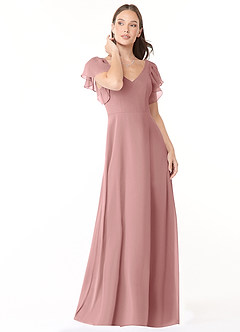 Azazie Syenna Bridesmaid Dresses Dusty Rose A-Line Ruched Chiffon Dress image1