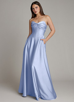 Azazie Meleena Bridesmaid Dresses Ice A-Line Strapless Stretch Satin Dress image1
