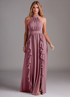Azazie Avary Bridesmaid Dresses Vintage Mauve A-Line Pleated Chiffon Dress image3