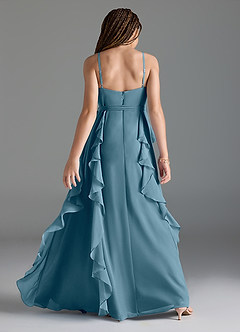 Azazie Peyton Junior Bermuda A-Line V-Neck Cascading Ruffles Chiffon Dress image5