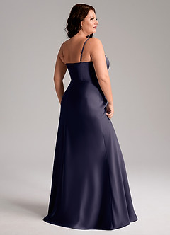 Azazie Lidia Jurken voor bruidsmeisjes Jurk van Stretch Satijn met Zeemeermin Zijsplit Stormachtig image6