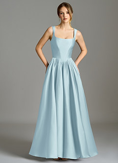 Azazie Verina Suknie dla druhen Linia A Pofałdowany Satyna elastyczna Do ziemi Sukienka image3