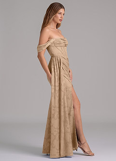 Azazie Amyra Vestidos de damas de honor Vestido de Champán de Devorado Floral de Corte Sirena Convertible con Vestidos sin tirantes image5