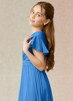 Azazie Mosley Junior Abito A-Line in Maglia Increspato Blue Jay image6