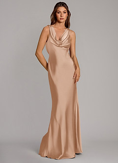Azazie Cheryl Bridesmaid Dresses English Rose Mermaid Stretch Satin Dress image5