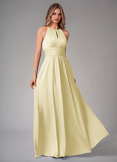 Azazie Bonnie Abiti da Damigella Abito A-Line in Raso Elasticizzato Plissettato Sorbetto Al Limone image1