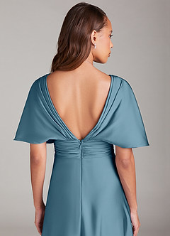 Azazie Pamela Bridesmaid Dresses Bermuda A-Line Pleated Stretch Satin Dress image6