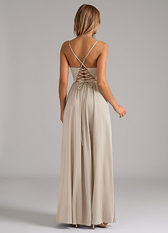 Azazie Aaida Bridesmaid Dresses Frost A-Line Corset Stretch Satin Dress image6