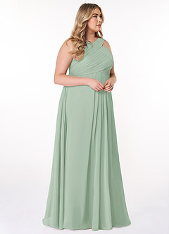 Azazie Kaleigh Bridesmaid Dresses Agave A-Line Pleated Chiffon Dress image10